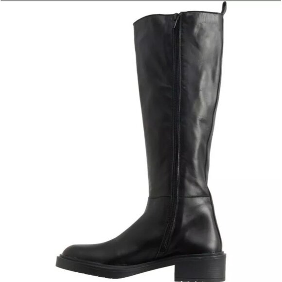 Emanuele Crasto Black Leather Tall Riding Boots, Size 7M US, Made in Italy New - Picture 2 of 3